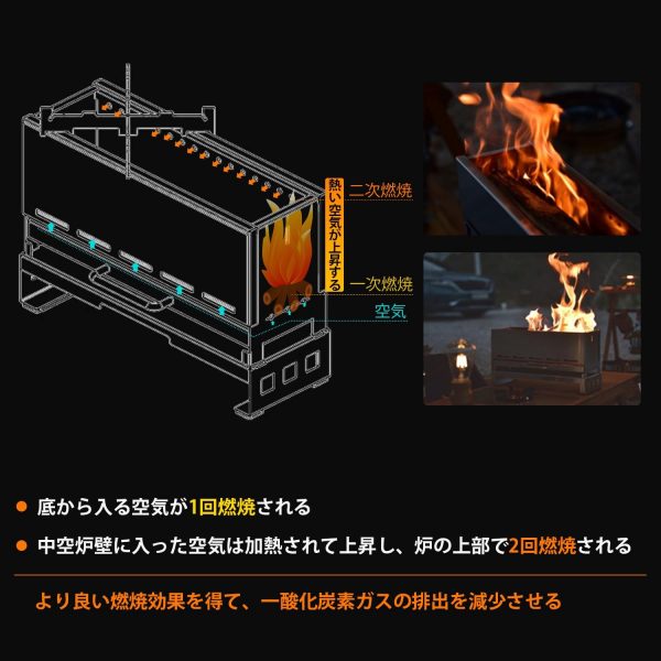 焚き火台 組み立て式 コンパクト 卓上焚き火 IGTテーブル対応サイズ - 画像 (6)